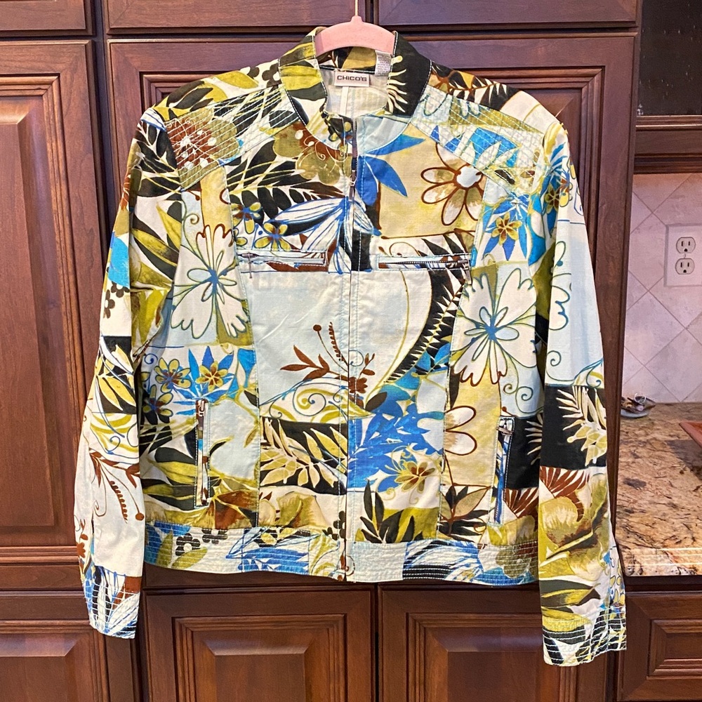 CHICO’S Patchwork Jacket L